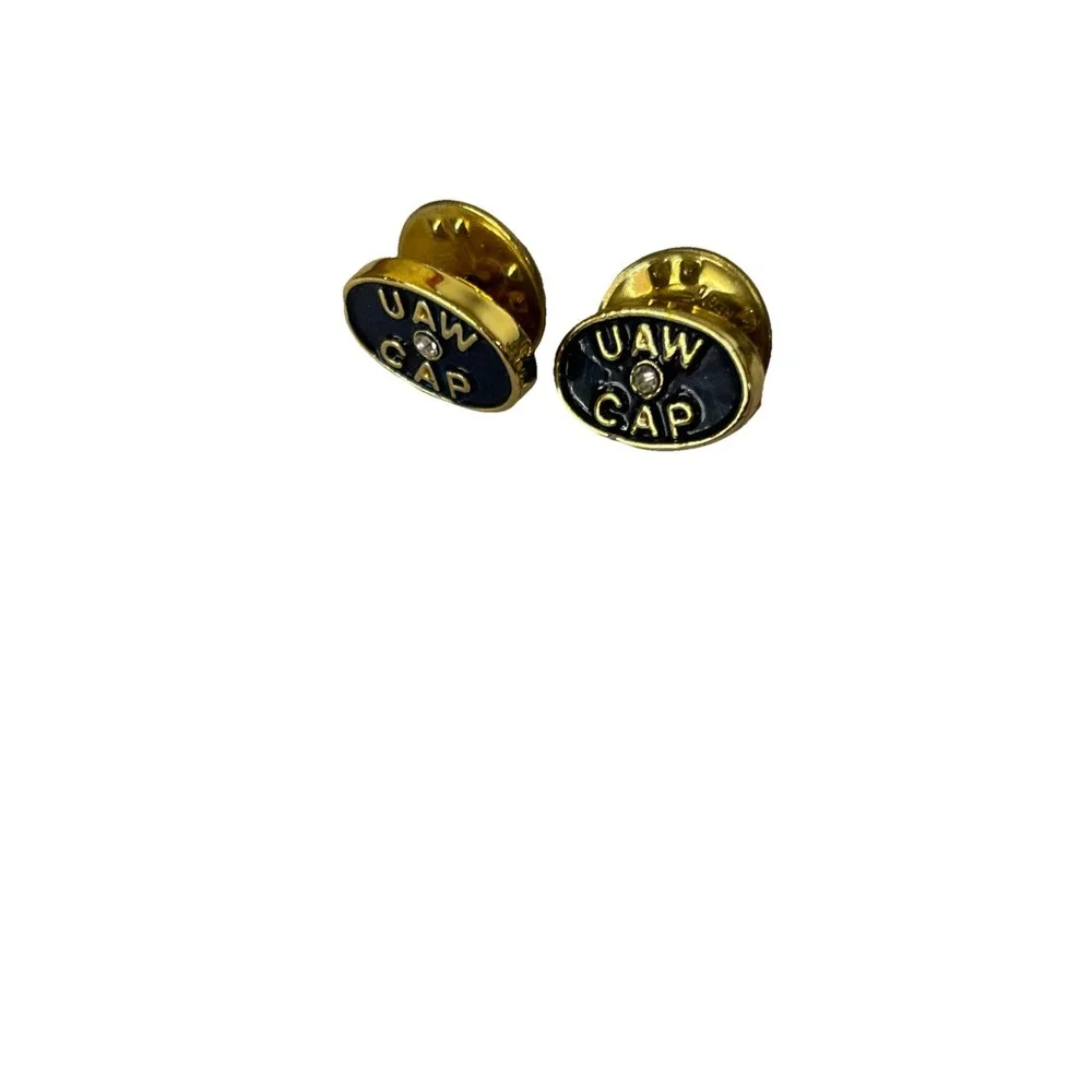 Vintage UAW CAP Lapel Pin  Diamond United Auto Workers Union 2 Pc Lot‎